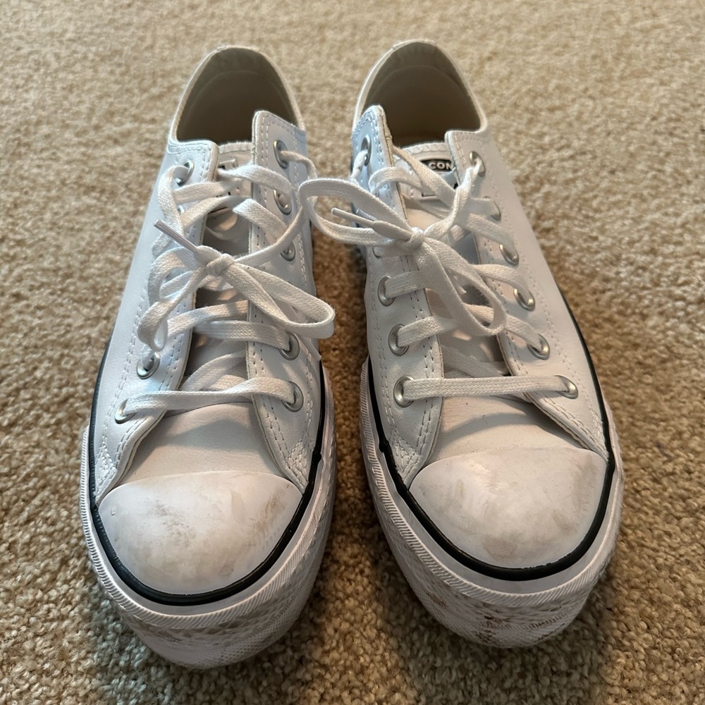 White platform converse sneakers